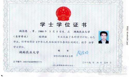 湖南浓郁大学学士学位证书样本