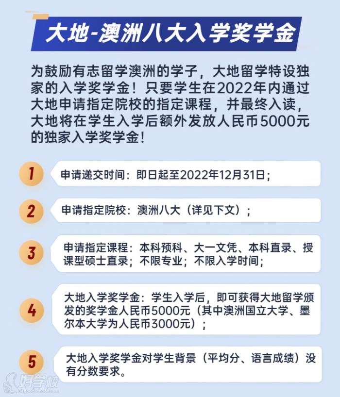 大地留學(xué)之澳洲八大獎(jiǎng)學(xué)金設(shè)置