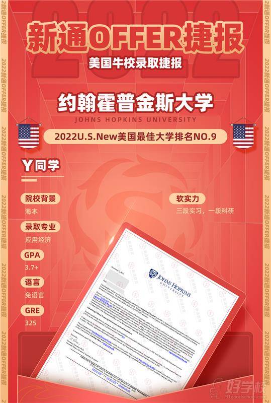 Y同學(xué)申請約翰霍普金斯大學(xué)offer