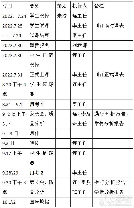 课程表