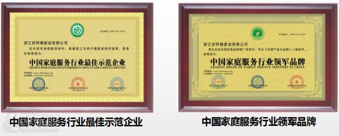 中国家庭服务行业最 佳示范企业  中国家庭服务行业领军品牌