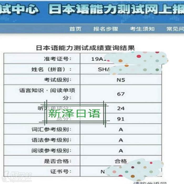 日语N5合格