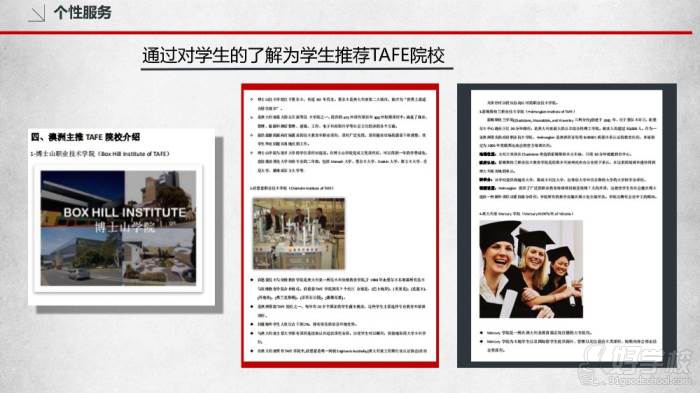 通过对学生的了解为学生推荐TAFE院校