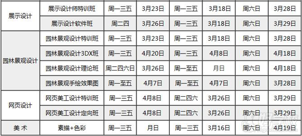 广美三、四月份开班信息