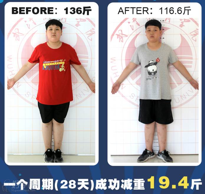 武汉体院皓千减肥训练营  学员28天减重19.4斤