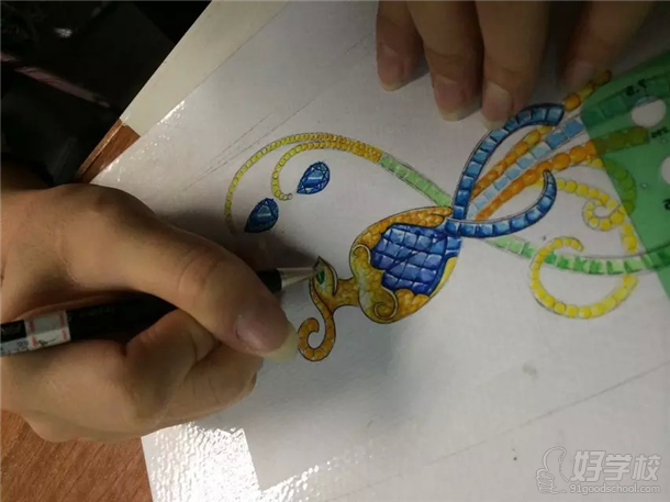 艺林珠宝第二届水彩大赛学员认真绘制作品