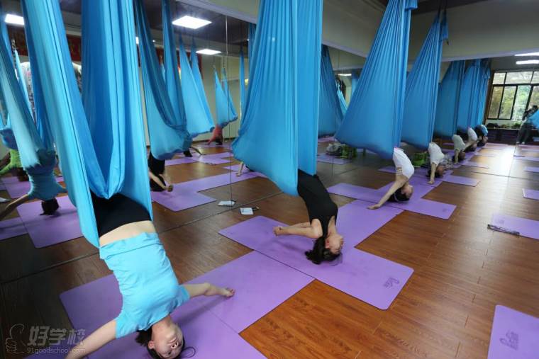 国际瑜伽联盟学院学员空中练习