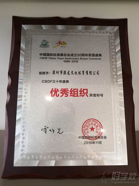 深圳港龙舞蹈培训中心  组织荣誉称号