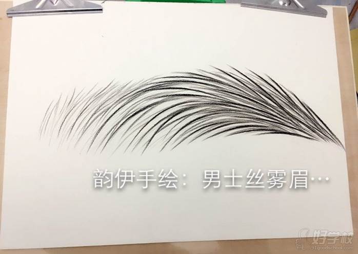 北京纳崧国际半永久培训学院  学员手绘作品 男士丝雾眉