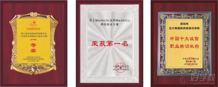 深圳法兰希国际蛋糕烘焙学校  教学荣誉称号