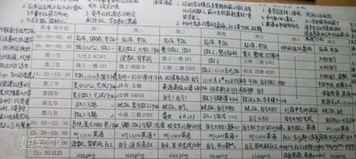 清华学霸时间规划表。