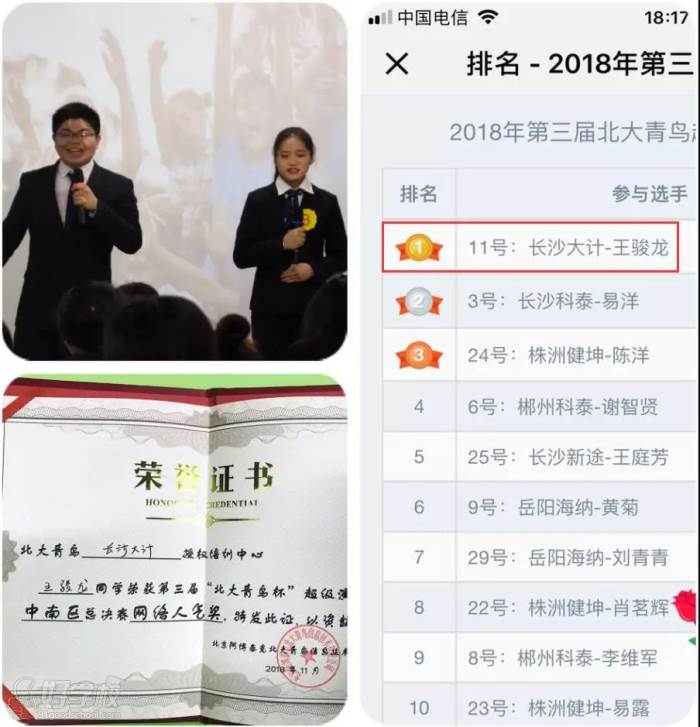 我校王骏龙同学荣获“北大青鸟超级演说家”总决赛网络人气奖