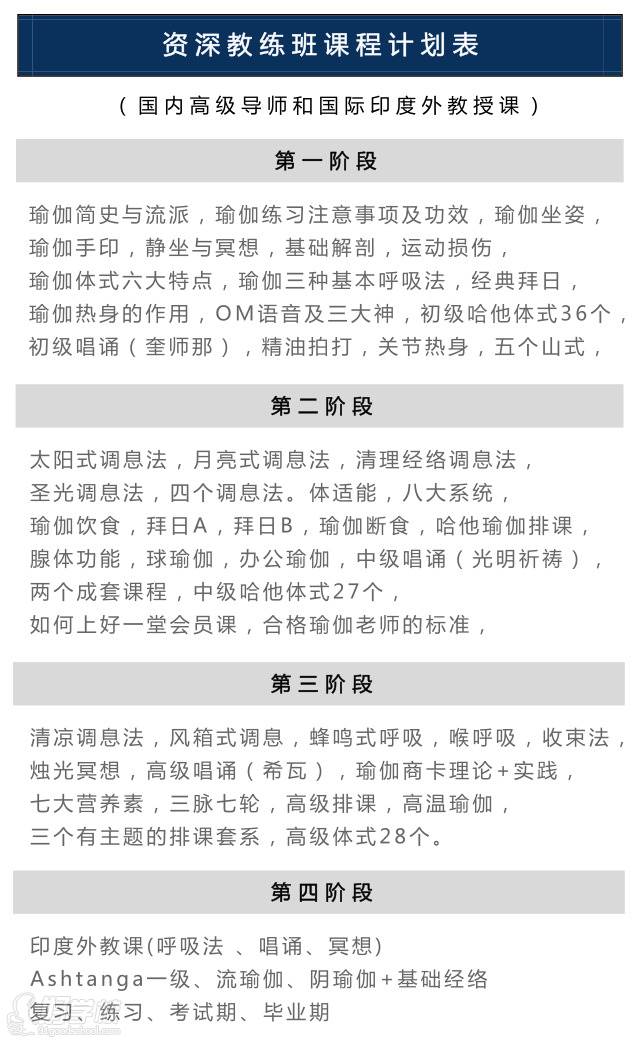 广州美俪阿萨娜瑜伽教练班课程计划表