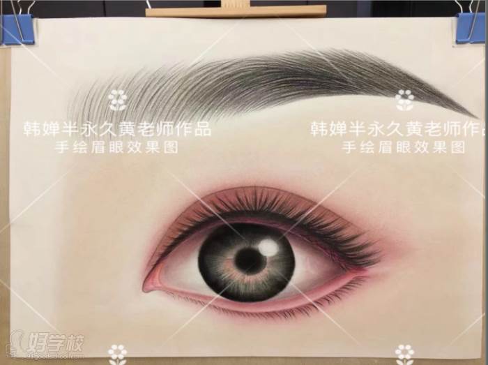 上海韩婵半永久培训中心  导师专业美妆素描作品 手绘眉眼效果图