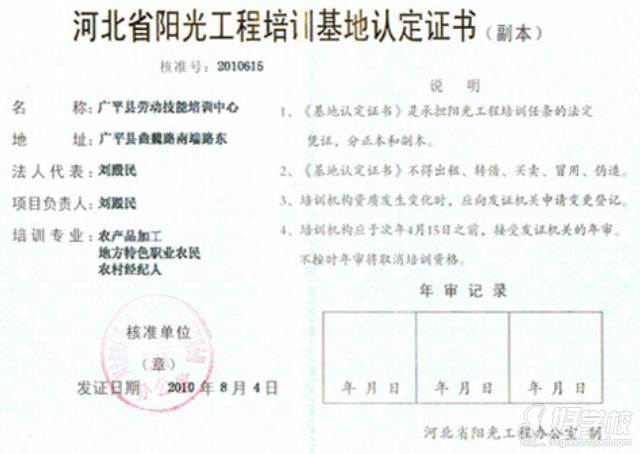 邯鄲孫大媽小吃培訓(xùn)中心  資質(zhì)認(rèn)定