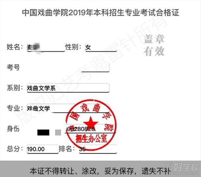 广州艺考避雷针工作室  教学案例-成绩证书