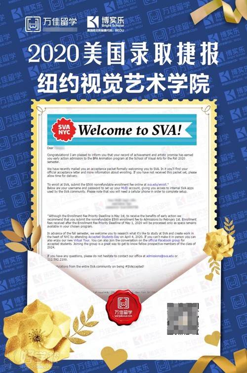 sva纽约视觉艺术学院录取offer