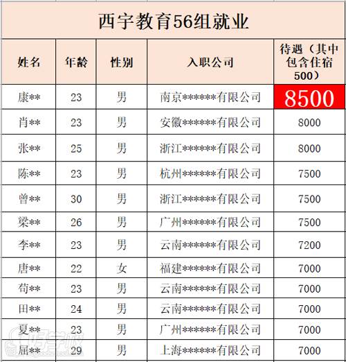 成都西宇教育 56組就業(yè)情況