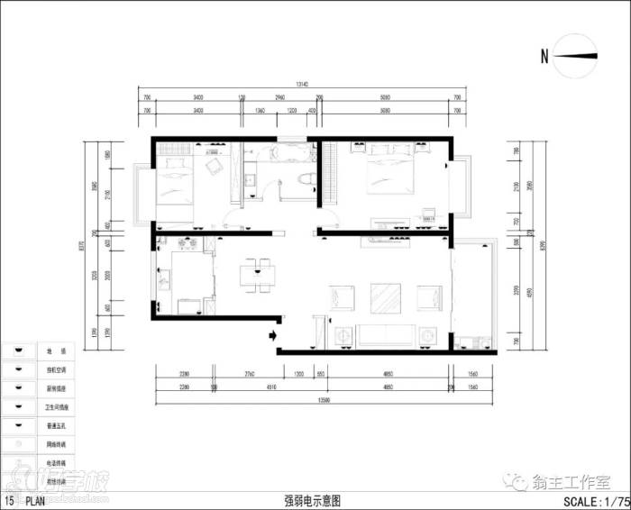 CAD學(xué)員作品之強(qiáng)弱電示意圖