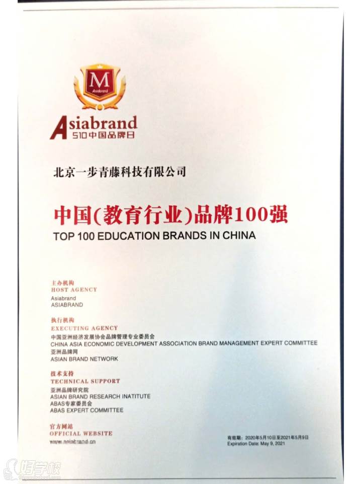 北京青藤MBA学院荣誉证书