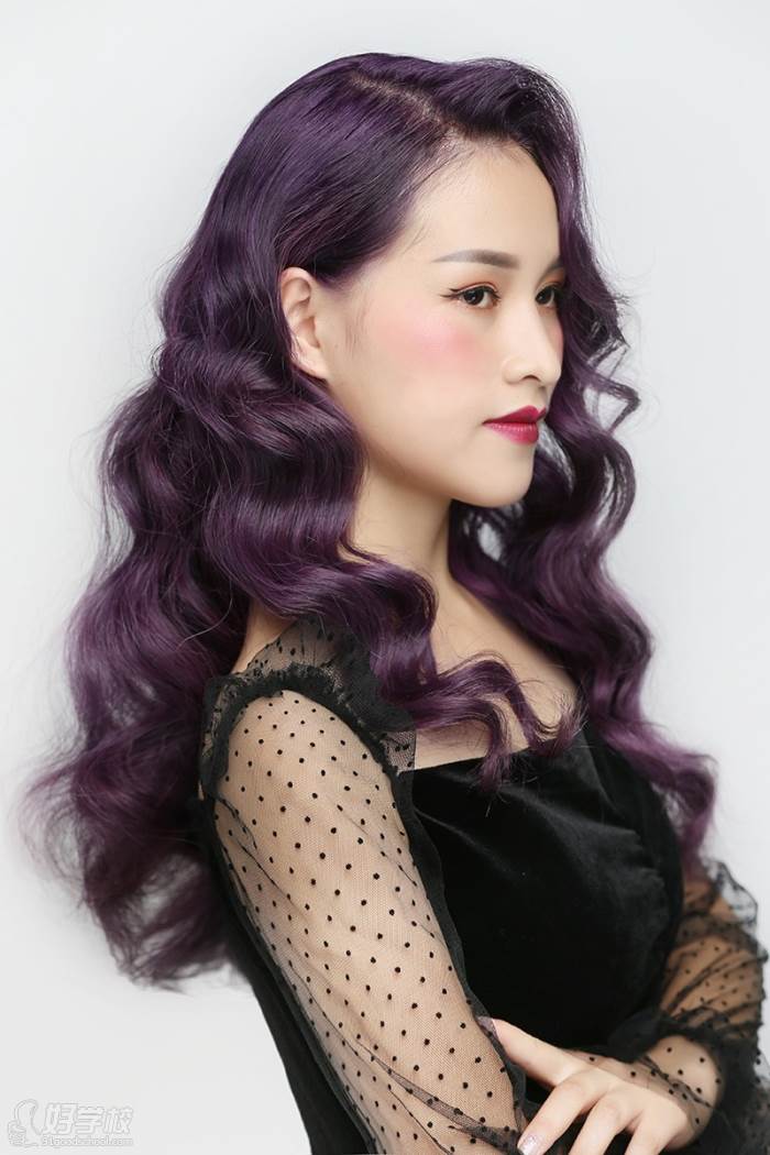 美发作品之紫色系列烫染