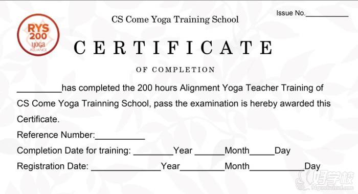 全美瑜伽联盟RYT证书