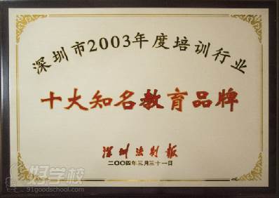 2003年深圳法制報(bào)十大知名教育品牌