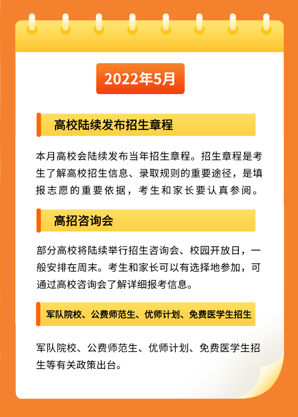 2022陽(yáng)光高考日歷九