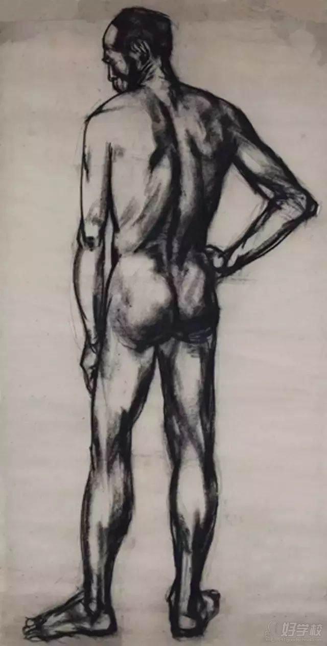 王天德 《男人體 》 132×69cm 紙本木炭 1984年