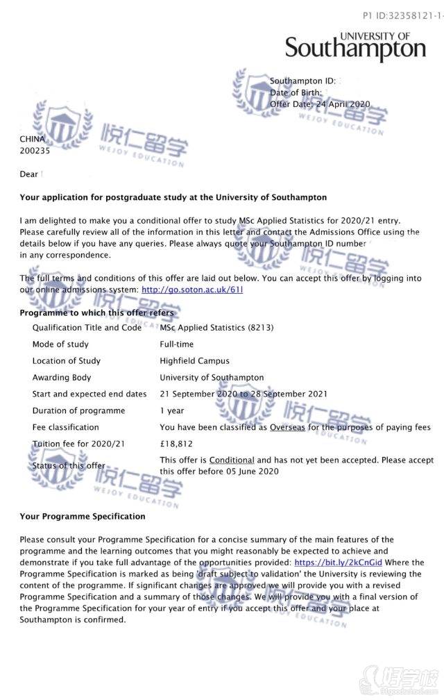 英研-熊凌暢-南安普頓-MSc Applied 水印版Statistics