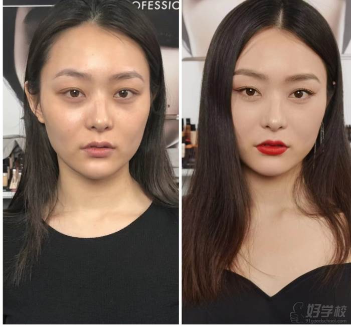 长春艺彩美妆之学员学习前后对比