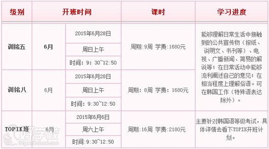 训铭6月开班计划