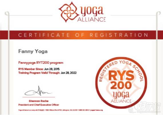 image全美瑜伽联盟RYS200小时资质学校认证