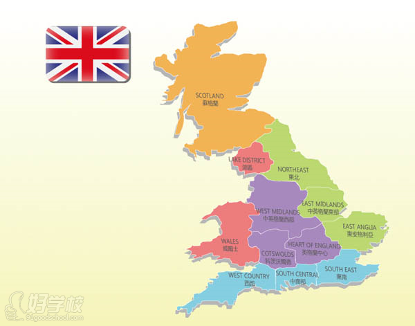 英国地区分布图