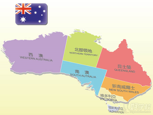 澳大利亚地区分布图