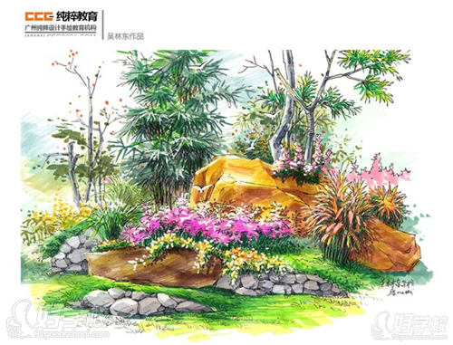 师生园林景观设计手绘图作品